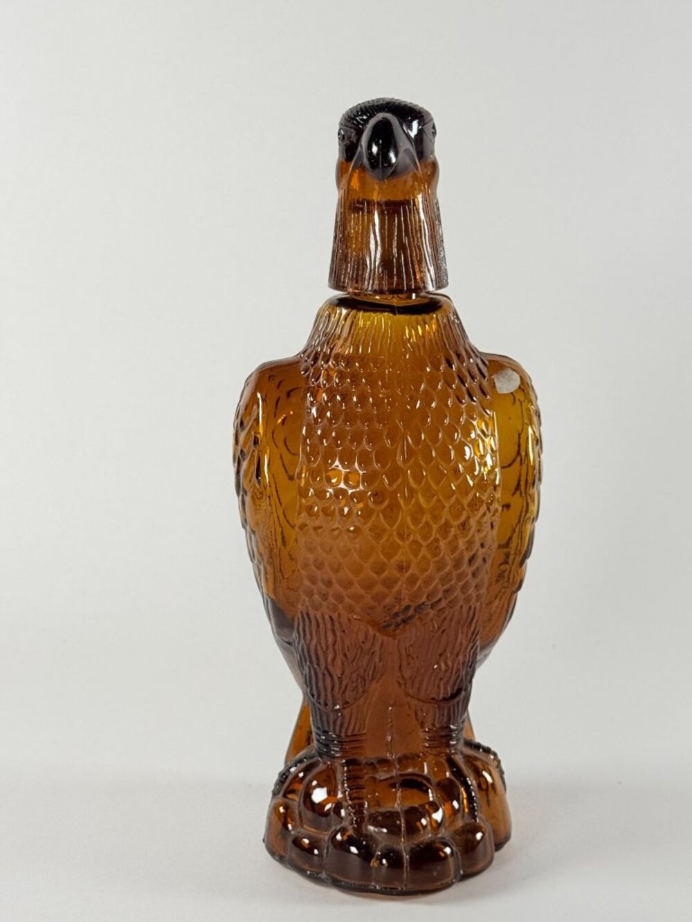 Vintage Brownish Gold Color Glass Eagle Decanter With Detachable Head Lid